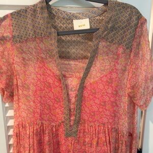 Maeve Anthropologie High Low Floral Dress w Slip Sz 8